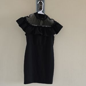 SHEIN Elegant Black Ruffle Dress